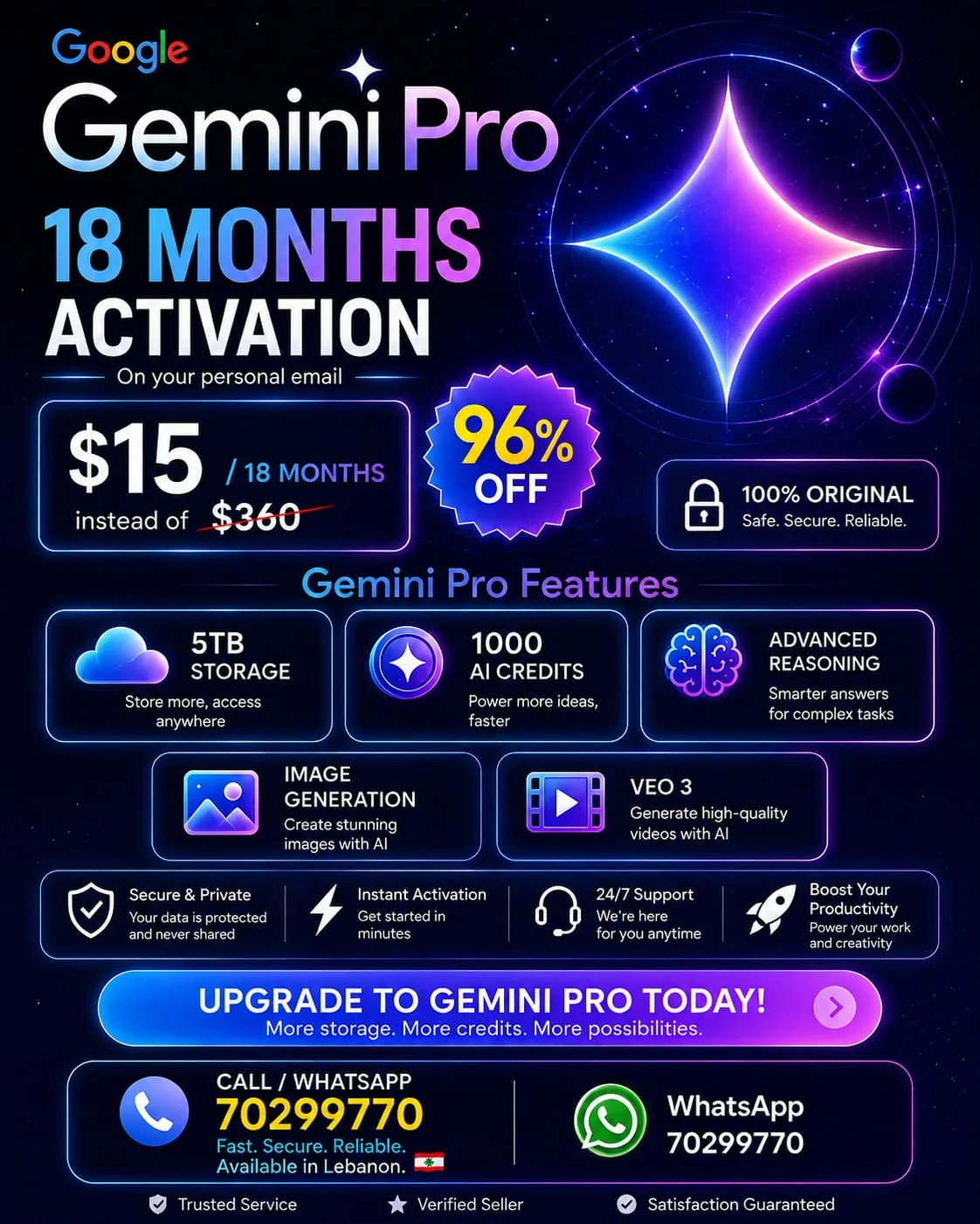 Google one with Gemini pro 18 month for 15$
