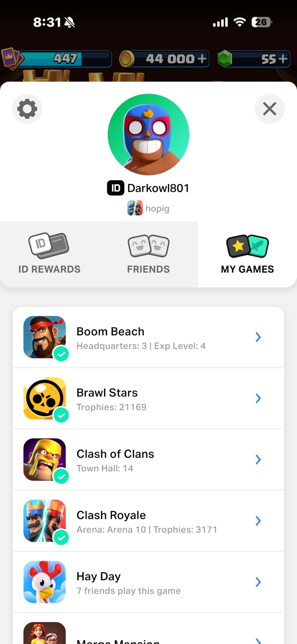 Many games clash royal,clash of clans,brawel stars at the same account — image 1