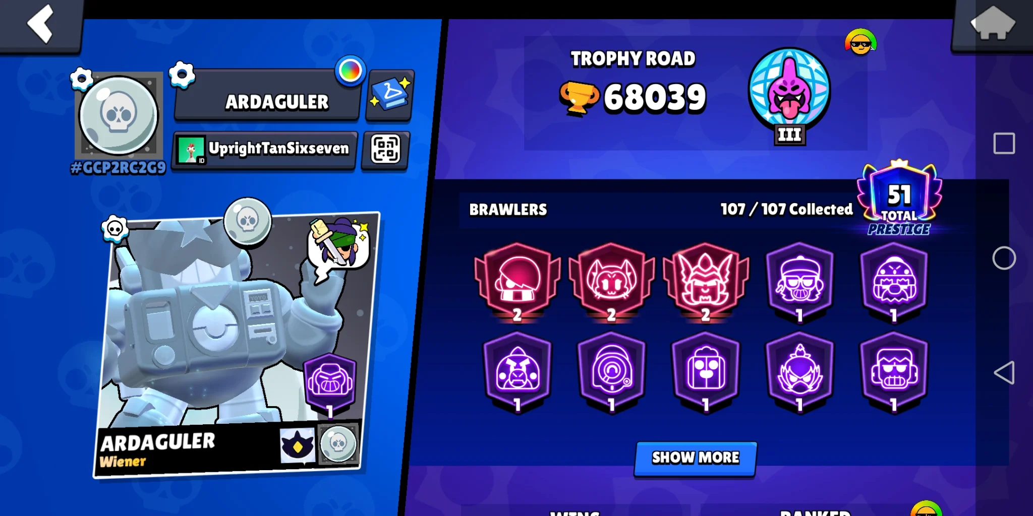 Brawl star acoount 68 107 brawler — image 1