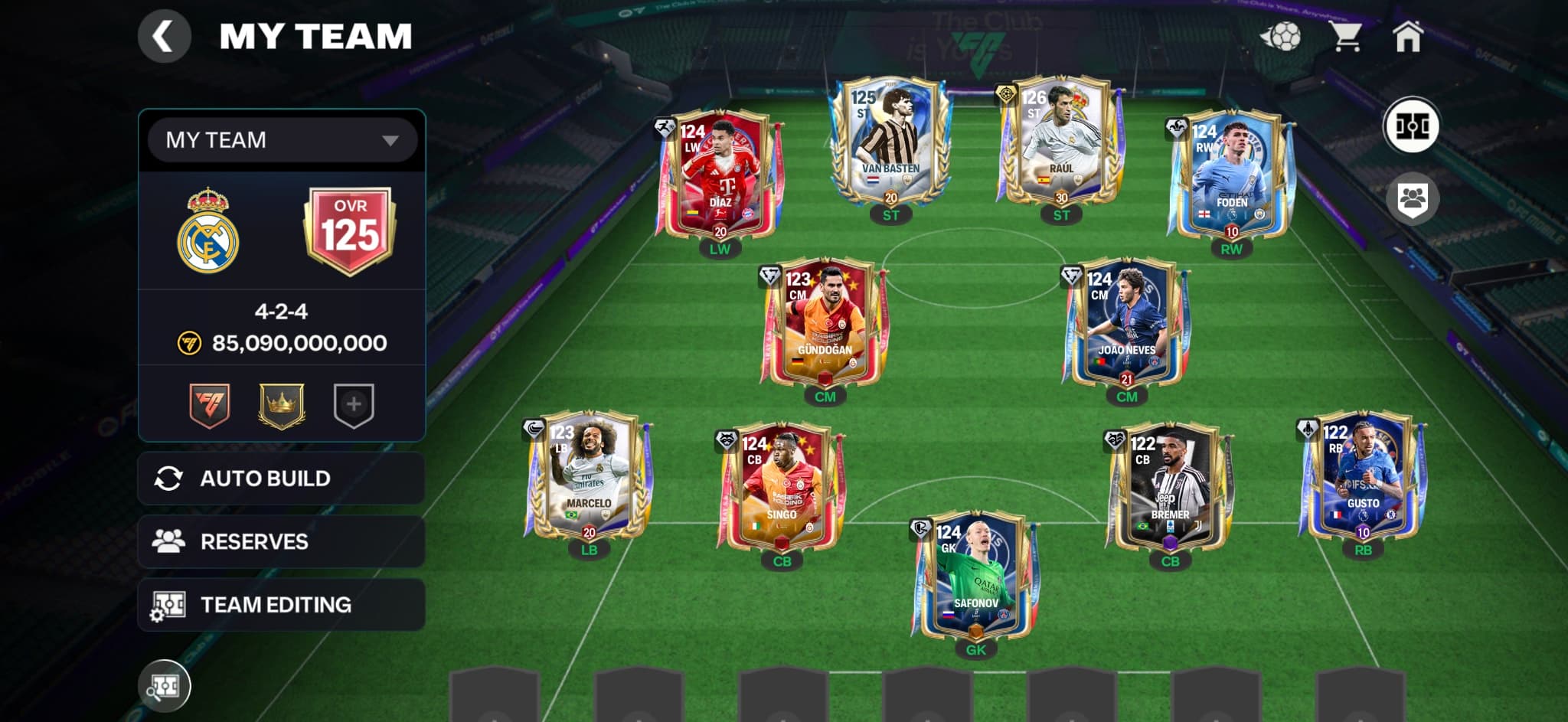 Fc mobile level 38 ovr 125 team — image 1