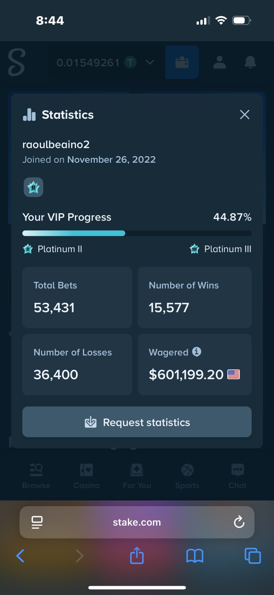 Stake platinum 2 50% account for sale — image 1